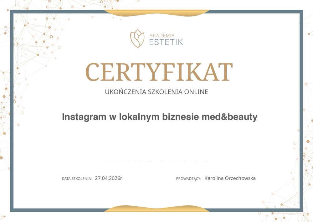 Certyfikat — webinar medycyny estetycznej