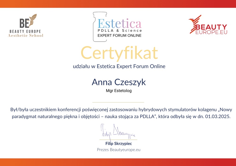 Certyfikat — Beauty Europre