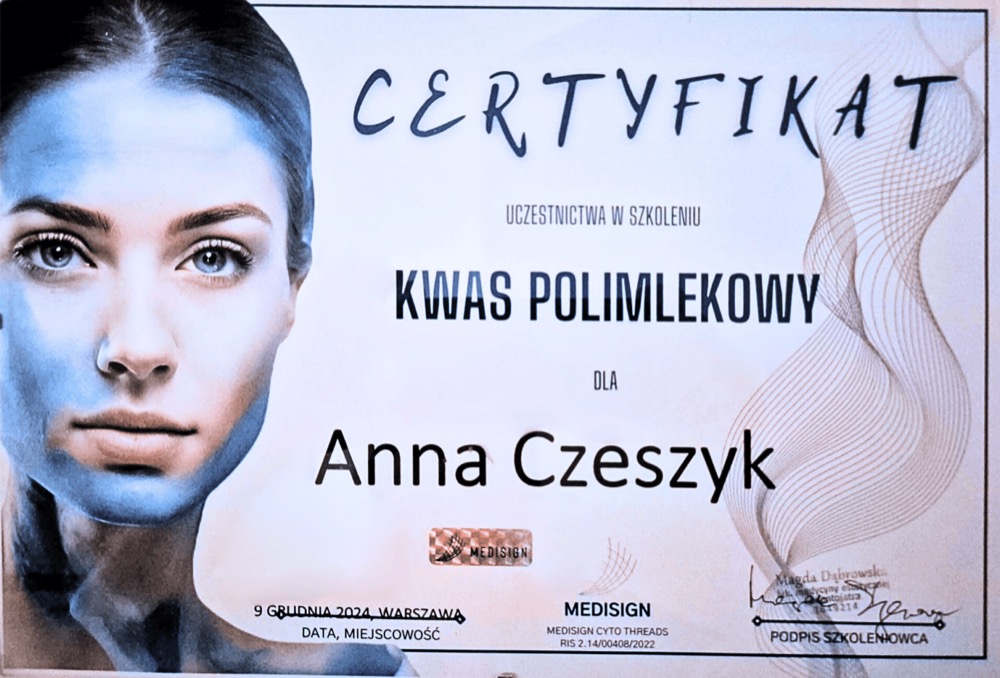 Certyfikat — kwas polimlekowy