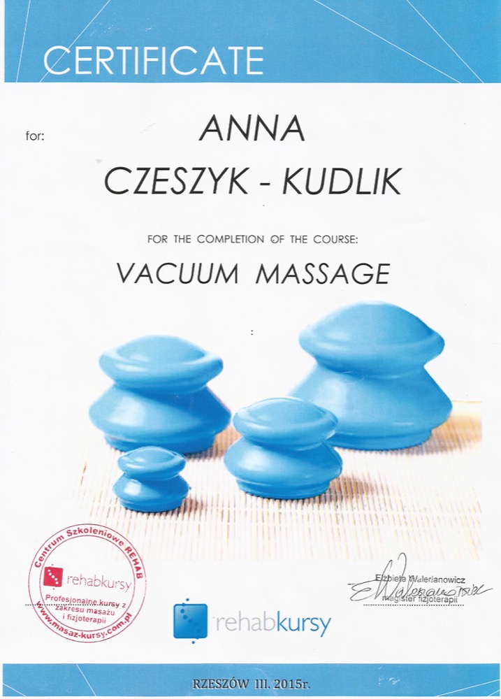 Certyfikat — terapia próżniowa (vacuum)