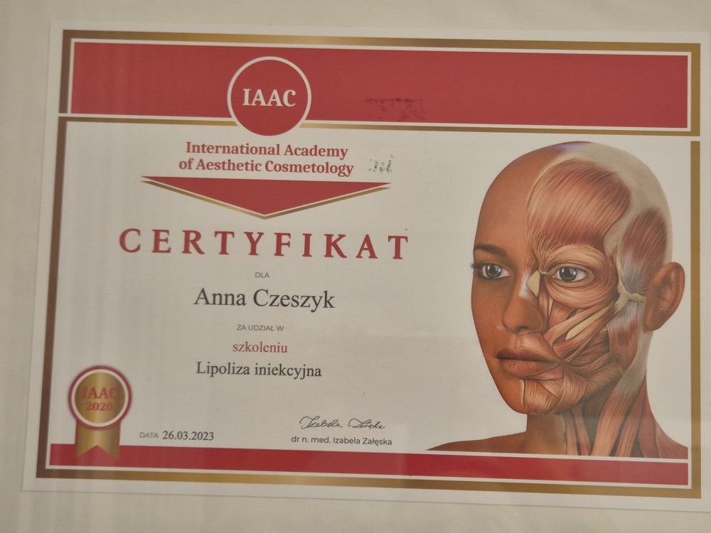 Certyfikat IAAC — lipoliza iniekcyjna