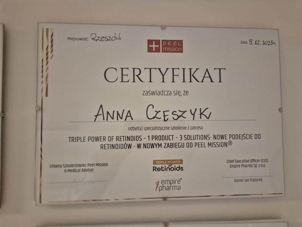 Certyfikat — Peel Mission: Triple Power of Retinoids (Rzeszów 2023)